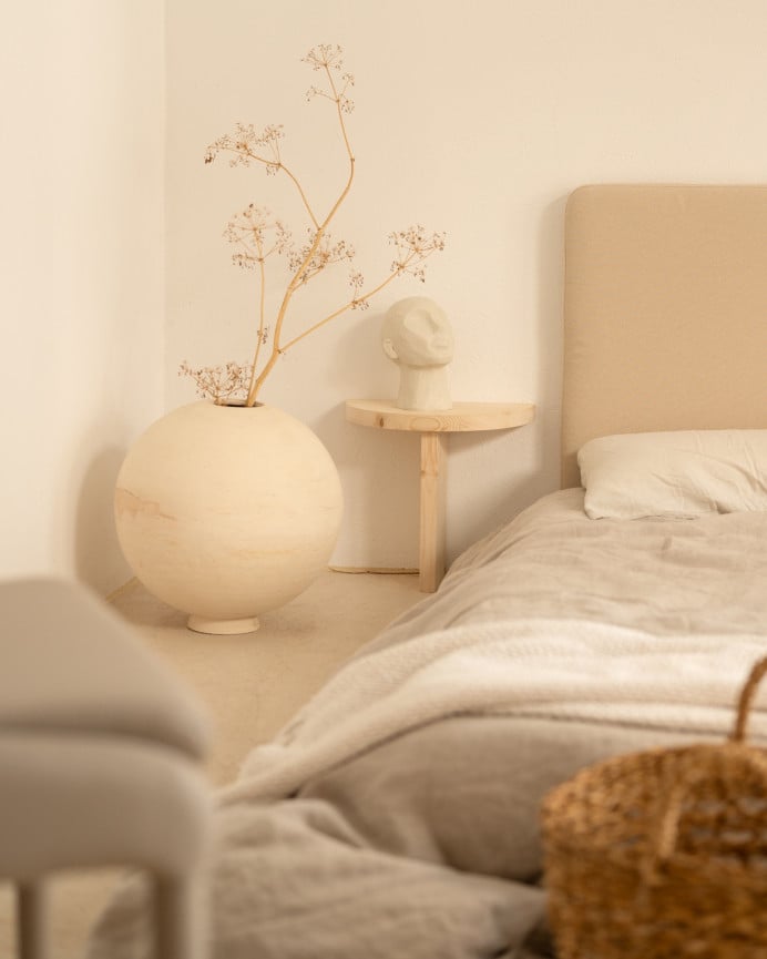 Deco Wood Mesita De Noche De Madera Maciza Flotante En Tono Natural De 27x40cm