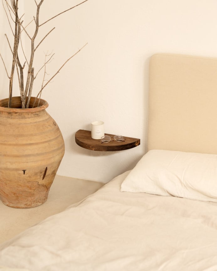 Deco Wood Mesita De Noche De Madera Maciza Flotante En Tono Nogal De 3 2x40cm