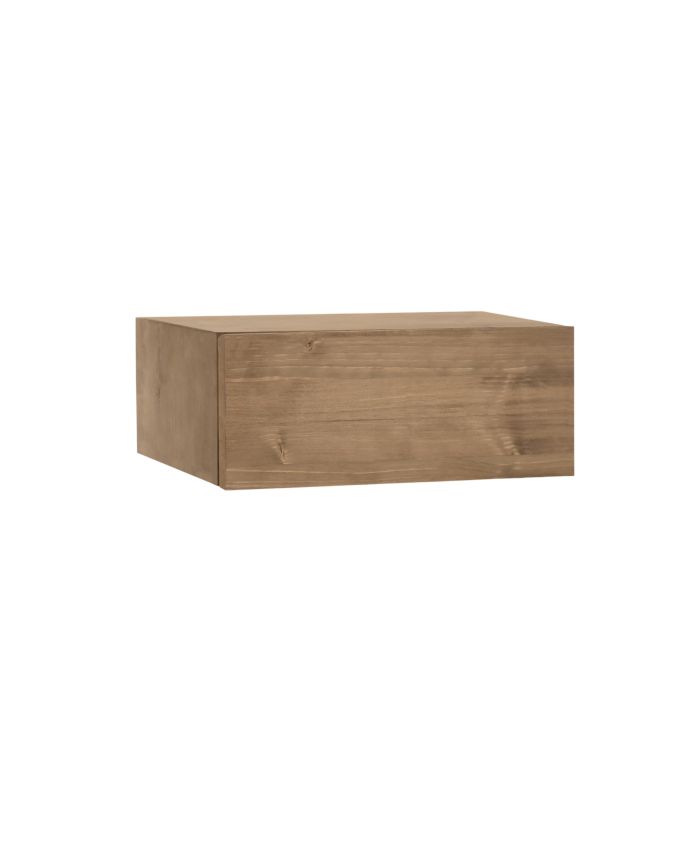 Deco wood Mesita de noche de madera maciza flotante en tono roble oscuro de 40cm