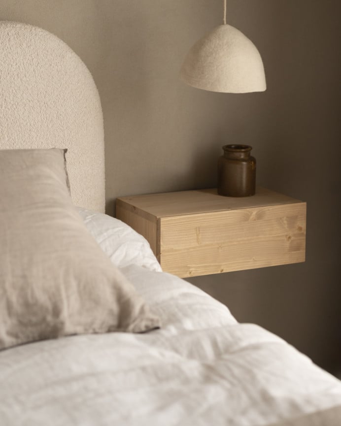 Deco Wood Mesita De Noche De Madera Maciza Flotante En Tono Roble Medio De 40cm