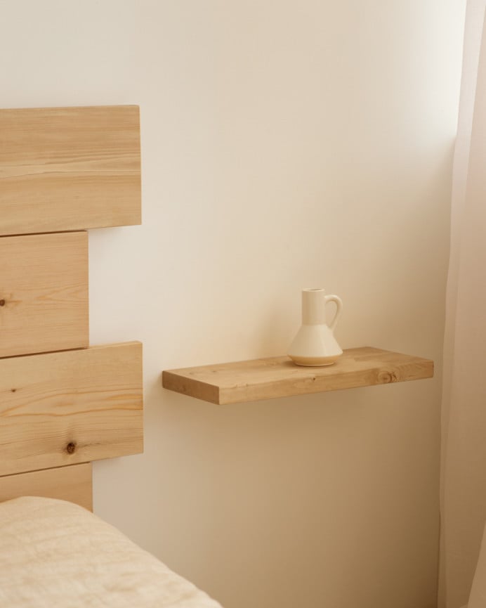 Deco Wood Mesita De Noche De Madera Maciza Flotante En Tono Roble Medio De 45cm