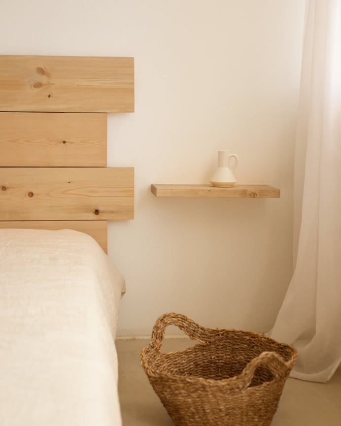 Deco Wood Mesita De Noche De Madera Maciza Flotante En Tono Roble Medio De 45cm