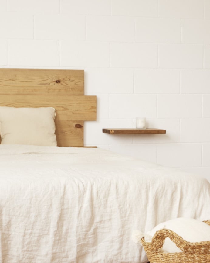 Deco Wood Mesita De Noche De Madera Maciza Flotante En Tono Roble Oscuro De 45cm