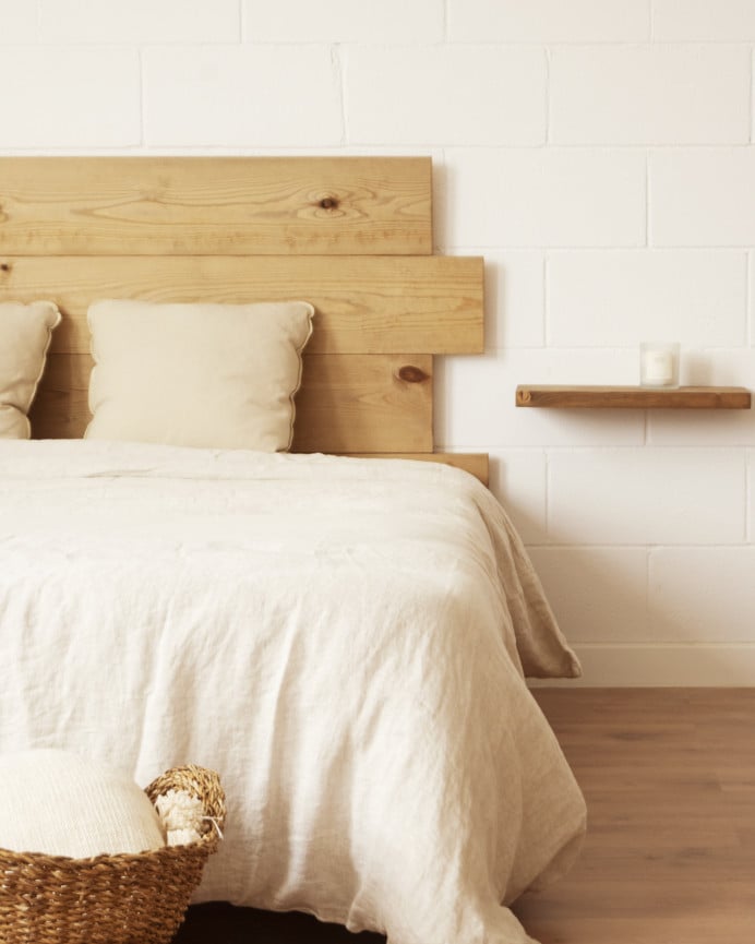 Deco Wood Mesita De Noche De Madera Maciza Flotante En Tono Roble Oscuro De 45cm