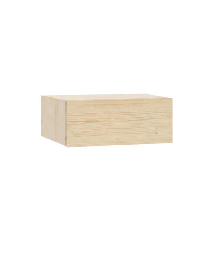 Deco wood Mesita de noche de madera maciza flotante en tono natural de 40cm