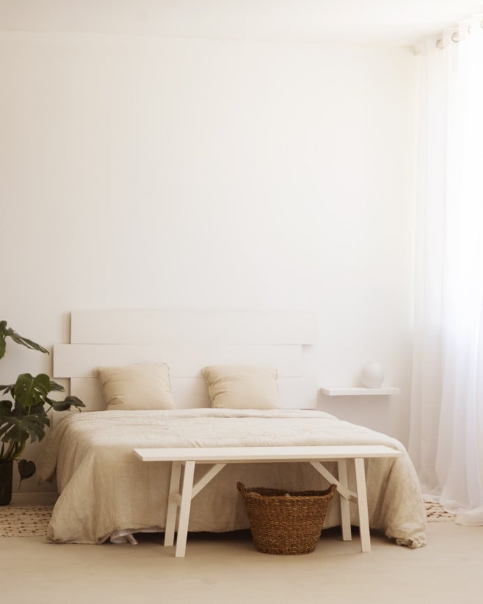 Deco Wood Mesita De Noche De Madera Maciza Flotante En Tono Blanco De 45cm