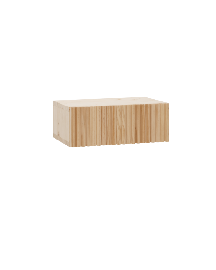 Deco wood Mesita de noche de madera maciza flotante en tono natural de 40cm