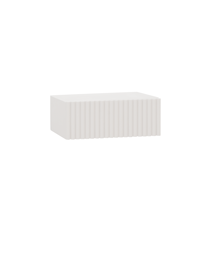 Deco wood Mesita de noche de madera maciza flotante en tono blanco de 40cm