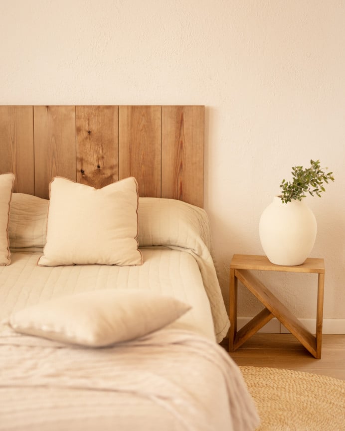 Deco Wood Mesita De Noche O Auxiliar De Madera Maciza En Tono Roble Oscuro De 40x40cm