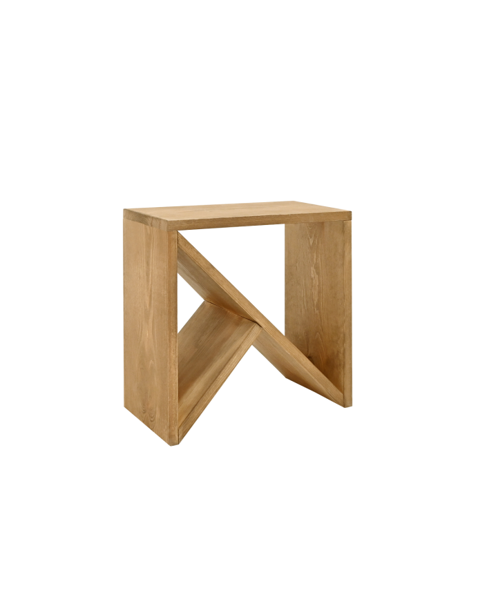 Deco wood Mesita de noche o auxiliar de madera maciza en tono roble medio de 40x40cm