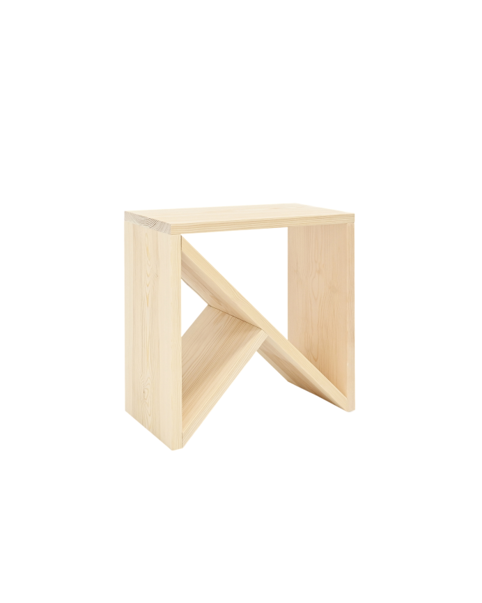 Deco wood Mesita de noche o auxiliar de madera maciza en tono natural de 40x40cm