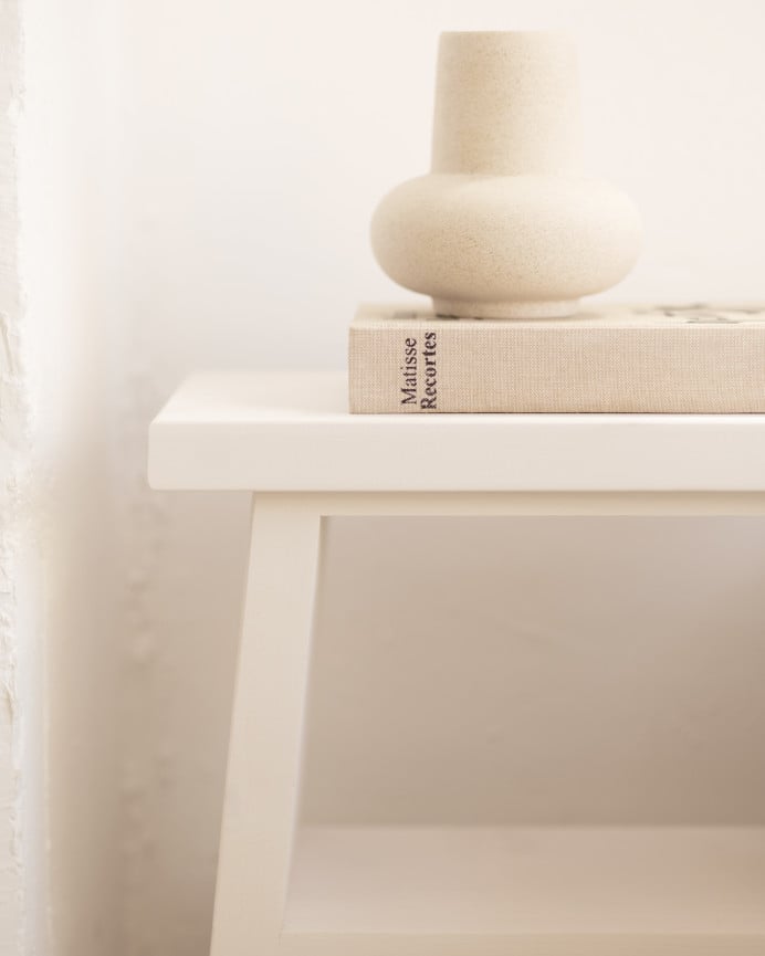 Deco Wood Mesita De Noche O Auxiliar Madera Maciza En Tono Blanco De 45x39cm