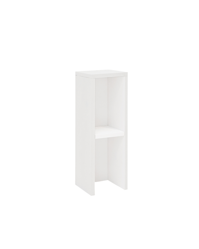 Deco wood Mesita de noche o auxiliar madera maciza en tono blanco de 60x20cm