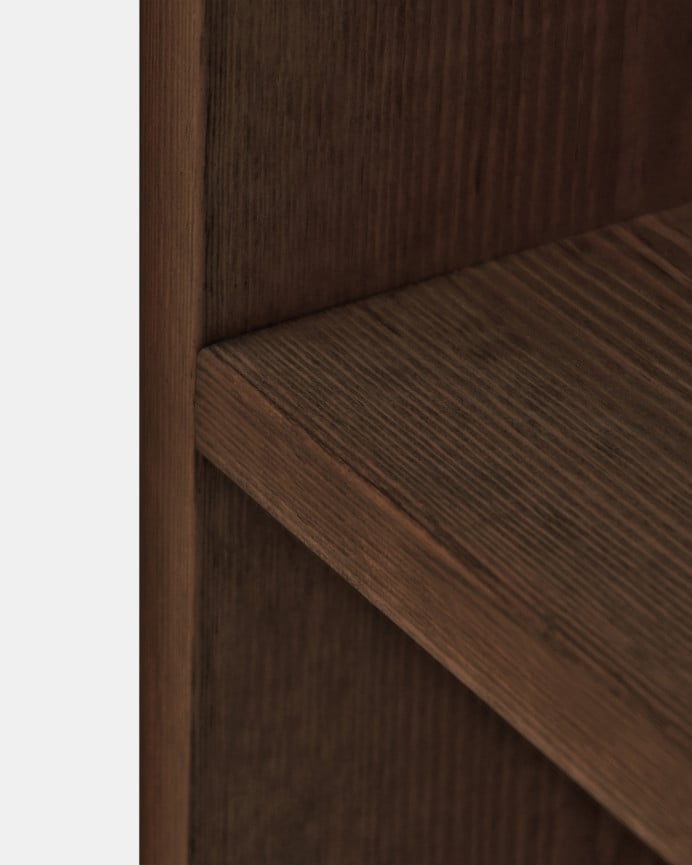 Deco Wood Mesita De Noche O Auxiliar Madera Maciza En Tono Nogal De 60x20cm