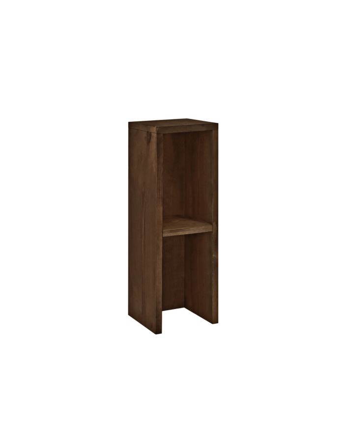 Deco wood Mesita de noche o auxiliar madera maciza en tono nogal de 60x20cm