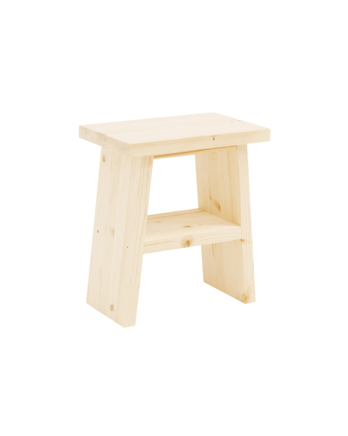 Deco wood Mesita de noche o auxiliar madera maciza en tono natural de 45x39cm