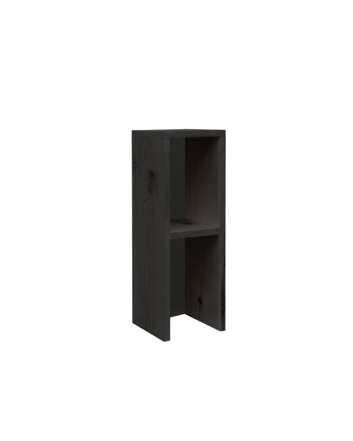 Deco wood Mesita de noche o auxiliar madera maciza en tono negro de 60x20cm