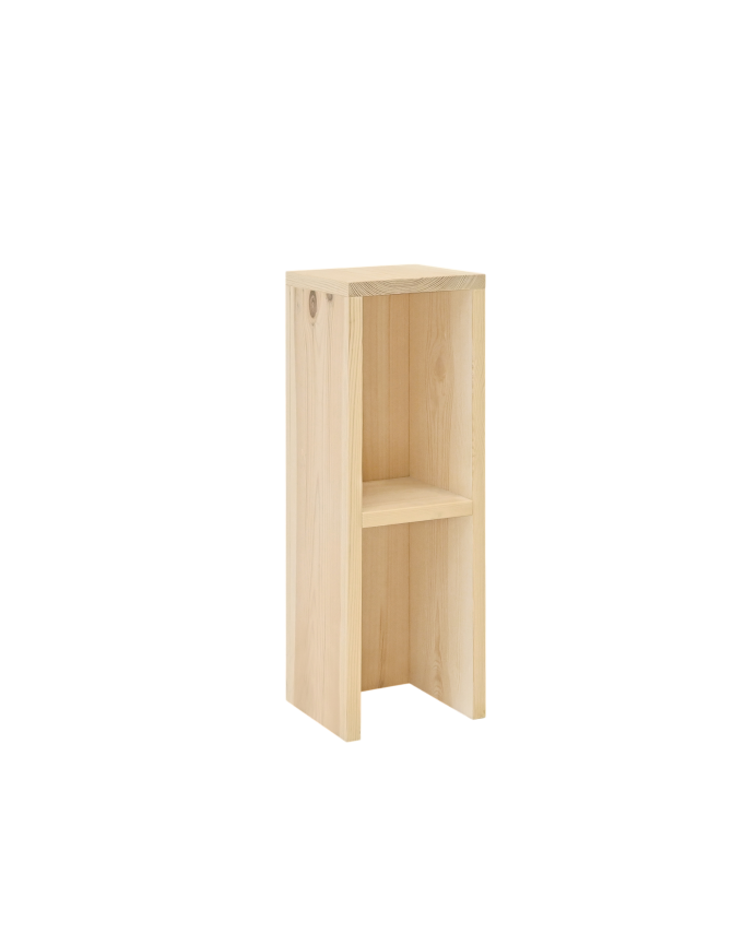 Deco wood Mesita de noche o auxiliar madera maciza en tono natural de 60x20cm