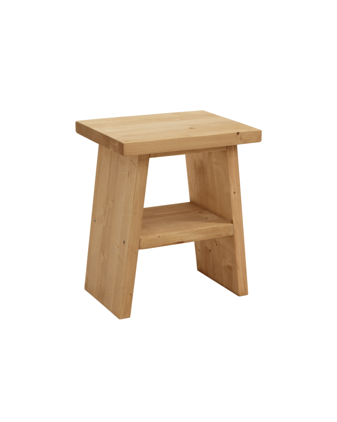 Deco wood Mesita de noche o auxiliar madera maciza en tono roble medio de 45x39cm