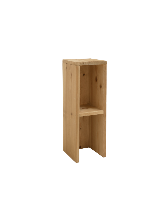 Deco wood Mesita de noche o auxiliar madera maciza en tono roble medio de 60x20cm