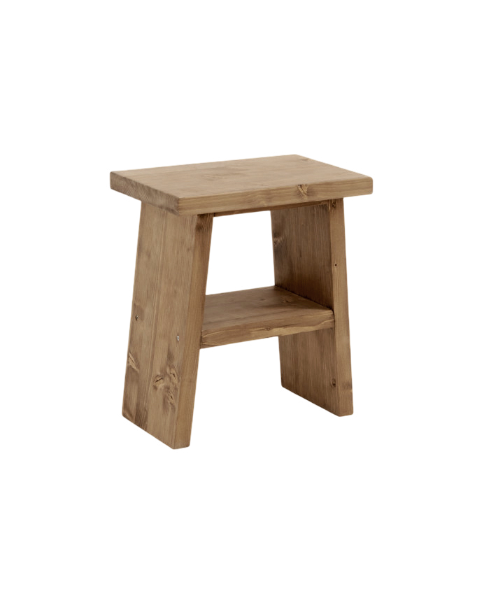 Deco wood Mesita de noche o auxiliar madera maciza en tono roble oscuro de 45x39cm