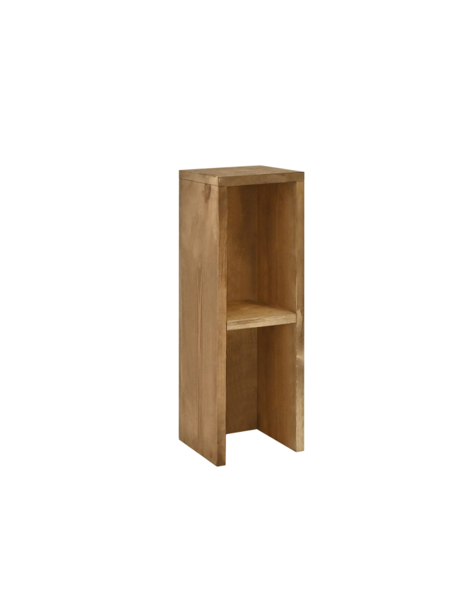 Deco wood Mesita de noche o auxiliar madera maciza en tono roble oscuro de 60x20cm
