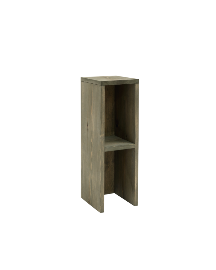 Deco wood Mesita de noche o auxiliar madera maciza en tono verde de 60x20cm