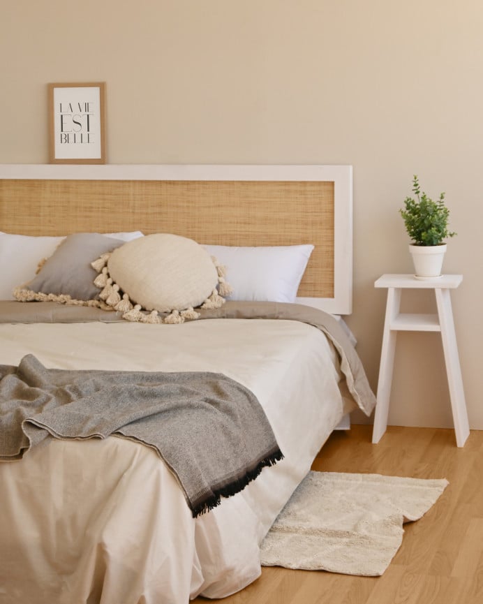 Deco Wood Mesita Elaborada Con Madera Maciza En Tono Blanco 60x20cm