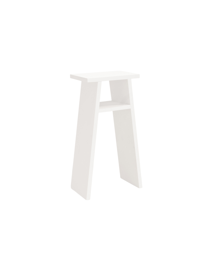 Deco wood Mesita elaborada con madera maciza en tono blanco 60x20cm