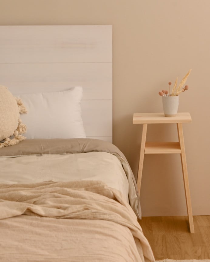 Deco Wood Mesita Elaborada Con Madera Maciza En Tono Natural 60x20cm