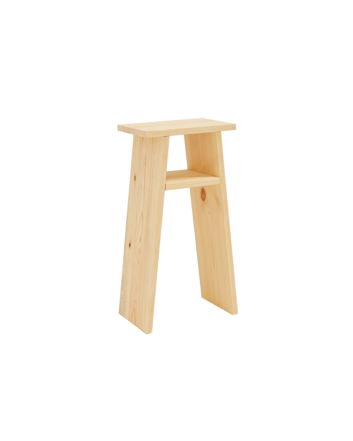 Deco wood Mesita elaborada con madera maciza en tono natural 60x20cm