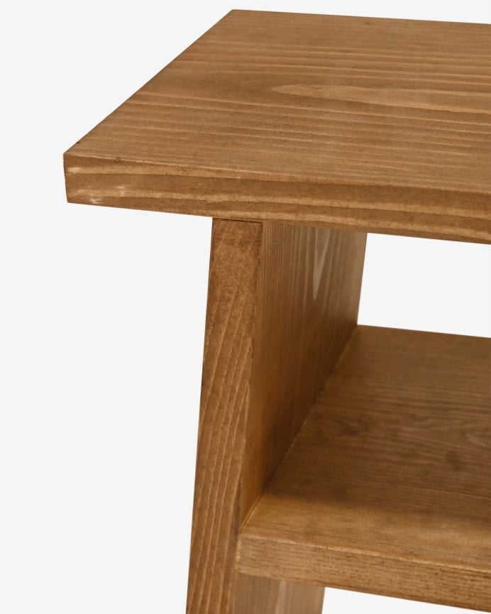 Deco Wood Mesita Elaborada Con Madera Maciza En Tono Roble Oscuro 60x20cm