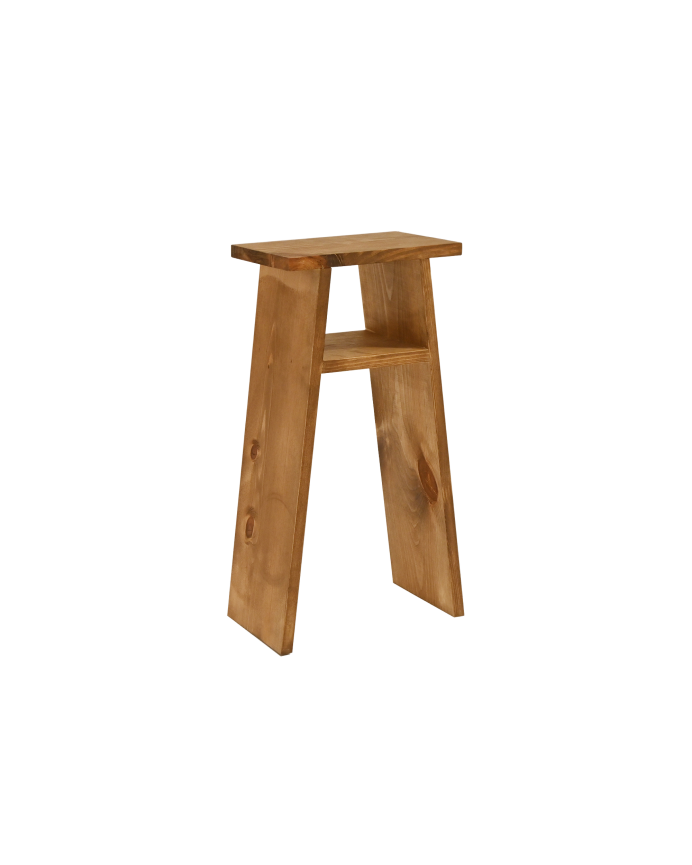 Deco wood Mesita elaborada con madera maciza en tono roble oscuro 60x20cm