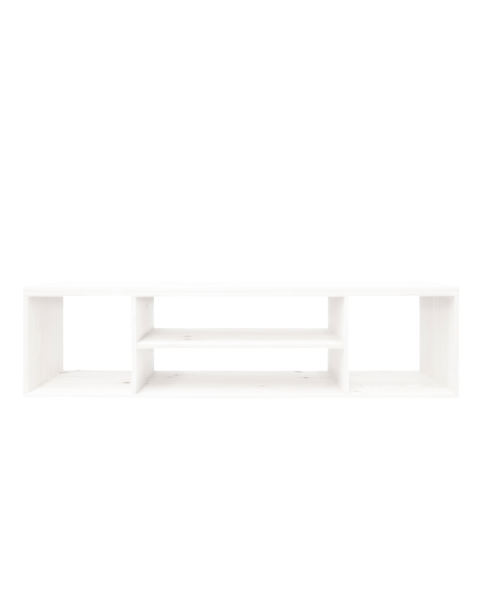 Deco wood Mueble de TV de madera maciza en tono blanco de 160x40cm