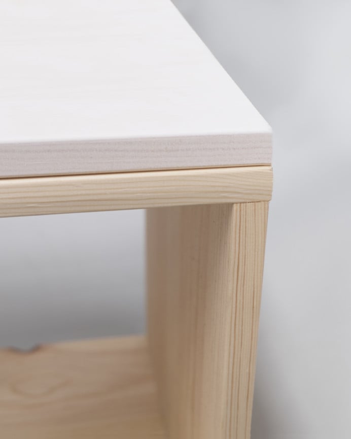 Deco Wood Mueble De TV De Madera Maciza En Tono Natural Y Sobre Blanco De 160x40cm