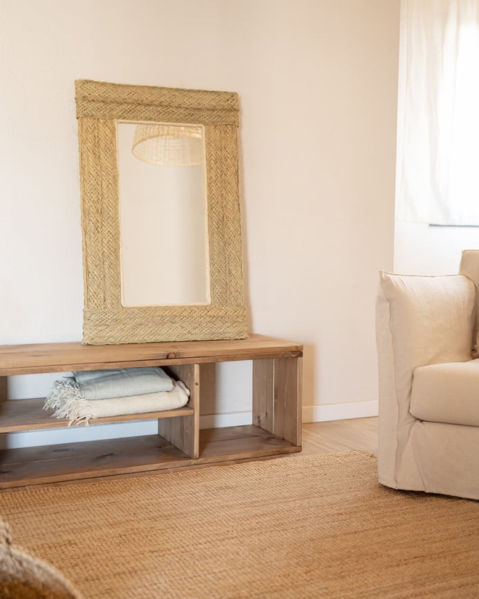 Deco Wood Mueble De TV De Madera Maciza En Tono Roble Oscuro De 160x40cm