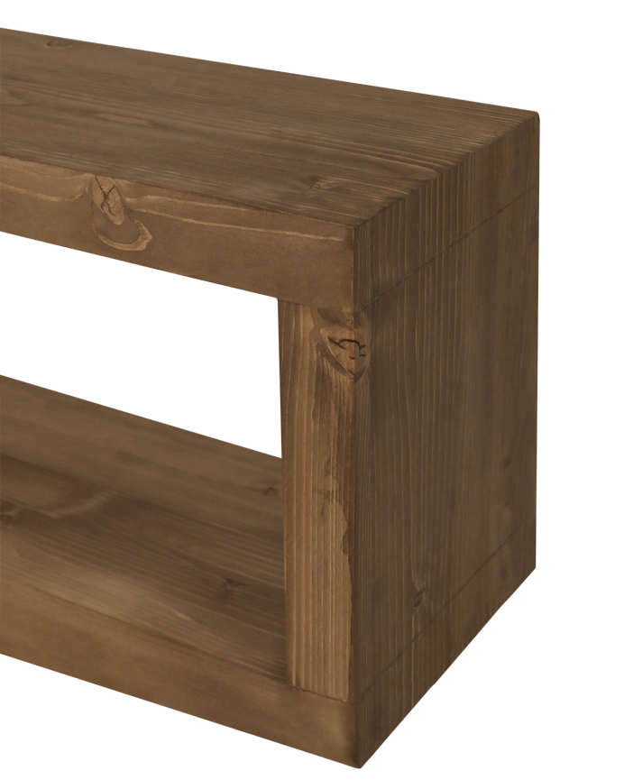 Deco Wood Mueble De TV De Madera Maciza En Tono Roble Oscuro De 120x30cm