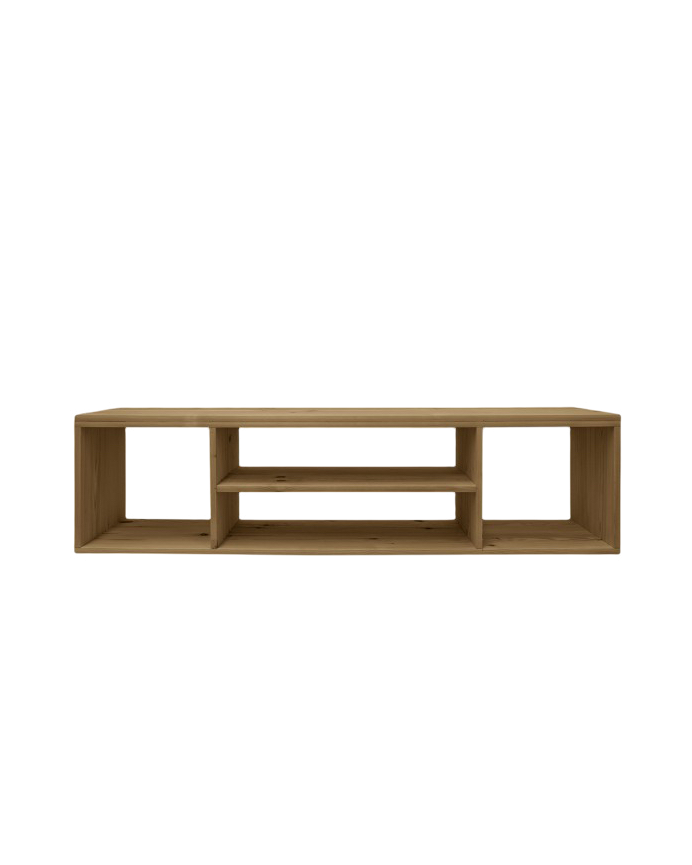 Deco wood Mueble de TV de madera maciza en tono roble oscuro de 160x40cm