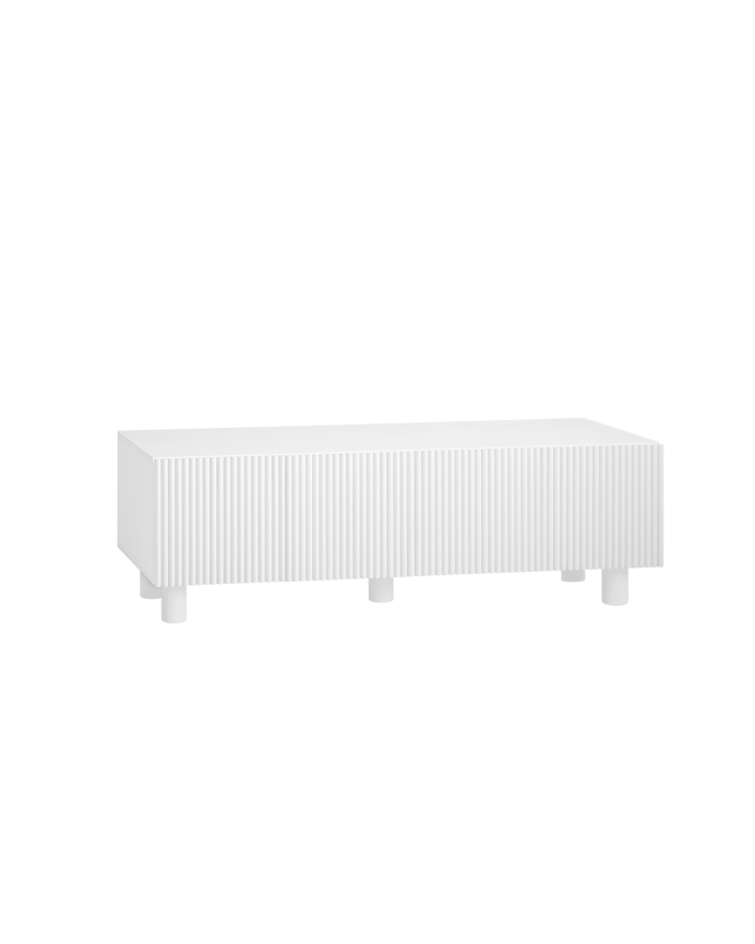Deco wood Mueble TV de madera de abeto y pino en tono blanco 152x42cm