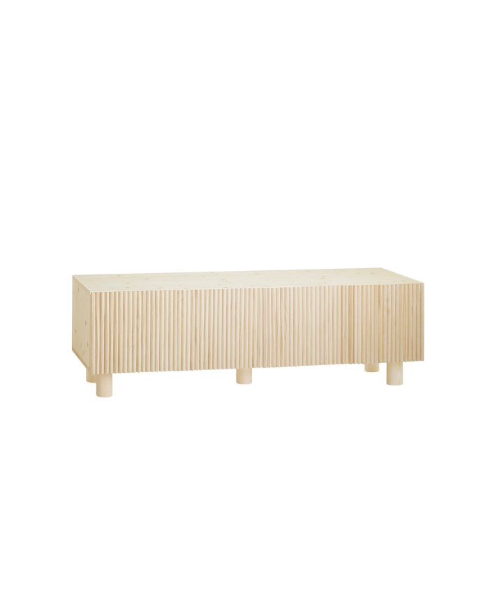 Deco wood Mueble TV de madera de abeto y pino en tono natural 152x42cm