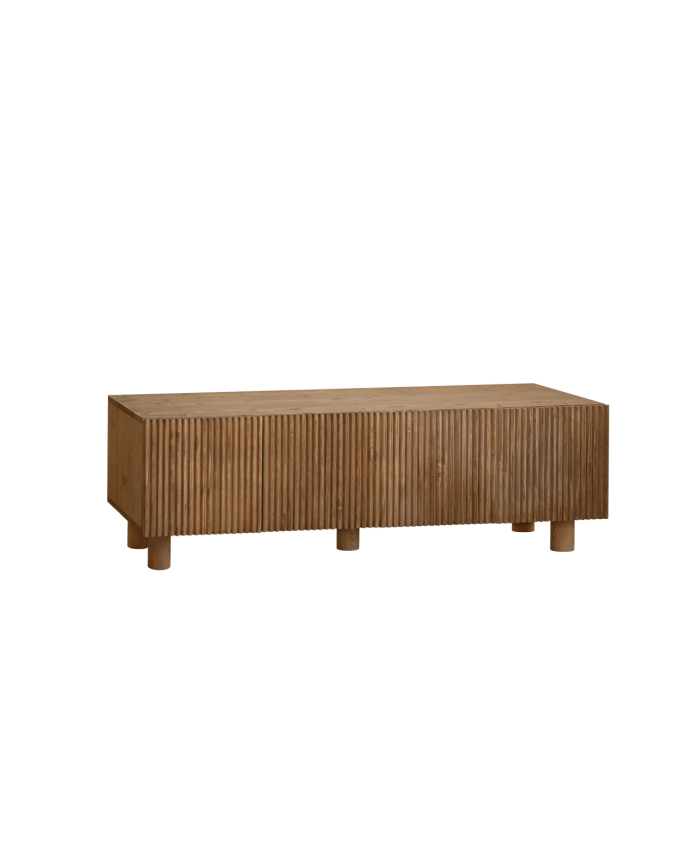 Deco wood Mueble TV de madera de abeto y pino en tono roble oscuro 152x42cm
