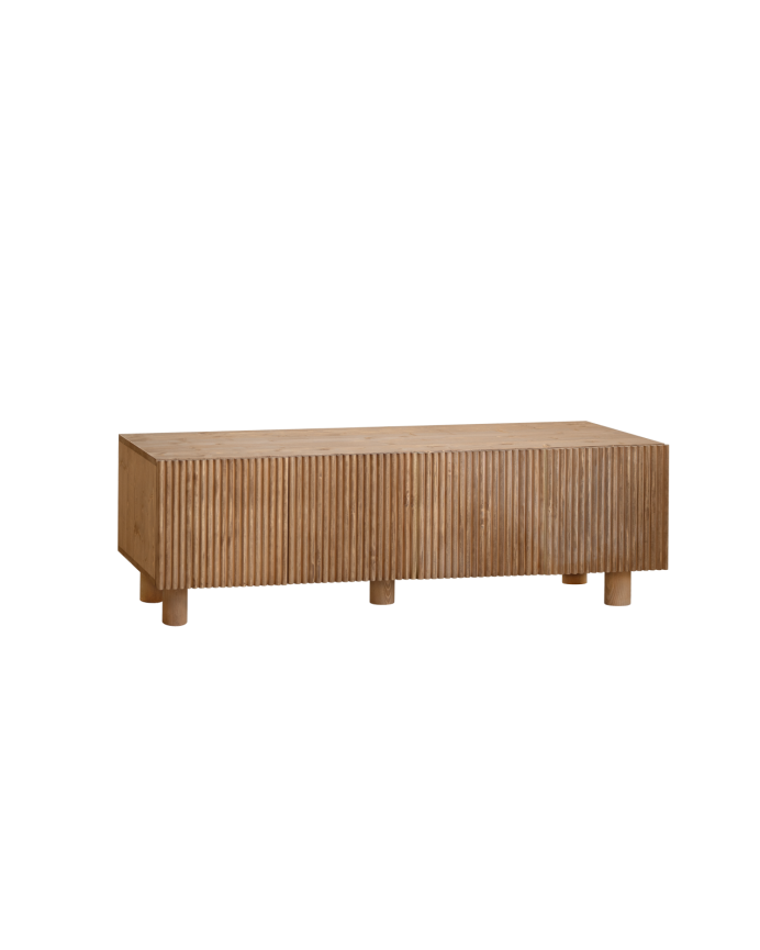 Deco wood Mueble TV de madera de abeto y pino en tono roble medio 152x42cm