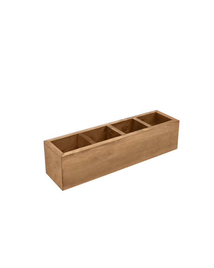 Deco wood Organizador con cuatro departamentos de madera maciza tono roble oscuro de 10x40cm