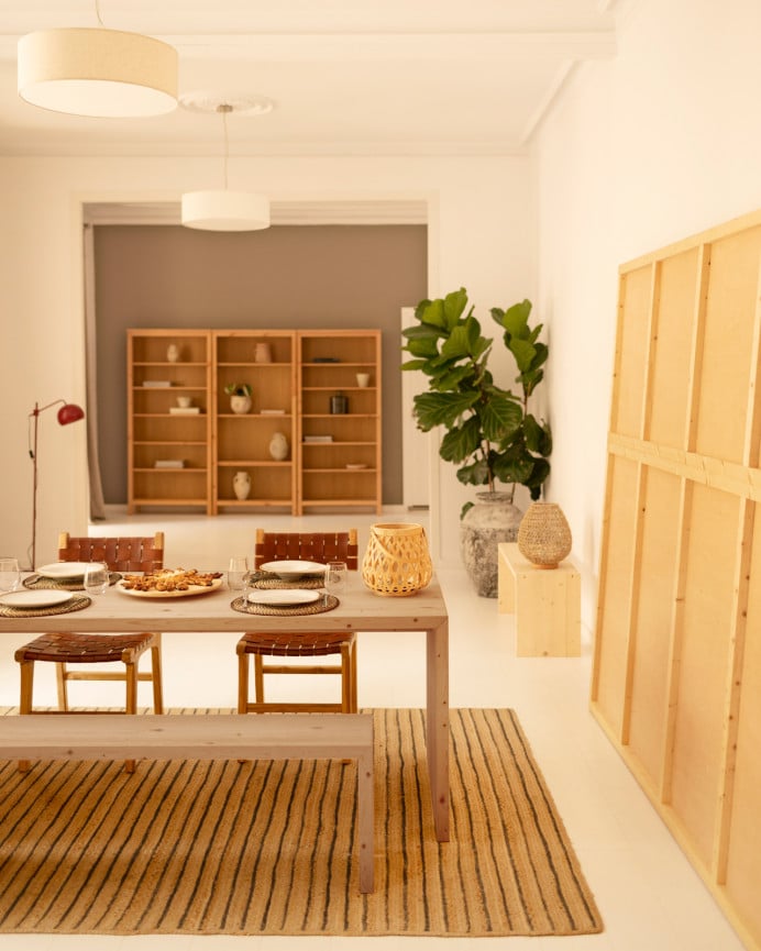 Deco Wood Pack 2 Bancos De Madera Maciza En Tono Roble Medio De 145cm