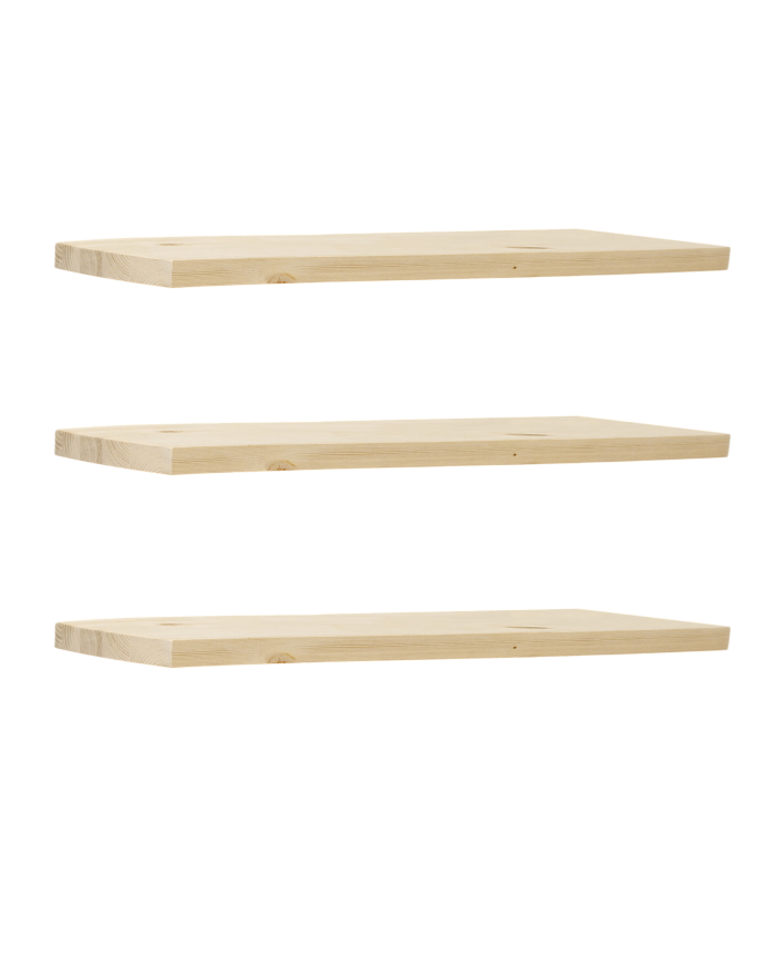 Deco wood Pack 2 estanterías de madera maciza flotante acabado natural 60cm