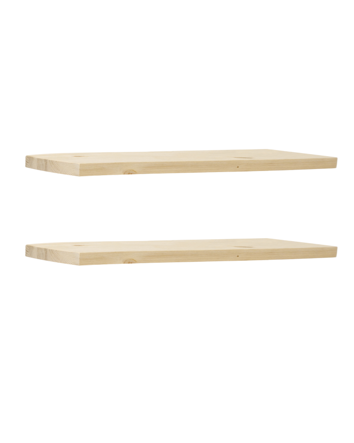 Deco wood Pack 2 estanterías de madera maciza flotante acabado natural 60cm