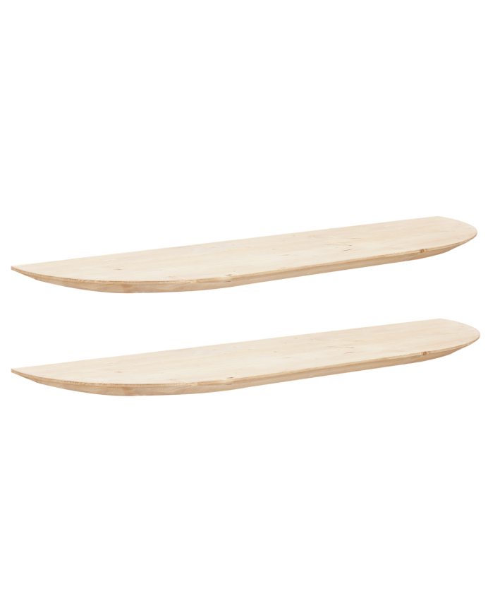 Deco Wood Pack 2 Estanterías Redondeadas De Madera Maciza Flotantes Tono Natural 60cm
