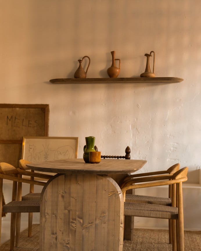 Deco Wood Pack 2 Estanterías Redondeadas De Madera Maciza Flotantes Tono Roble Oscuro 60cm