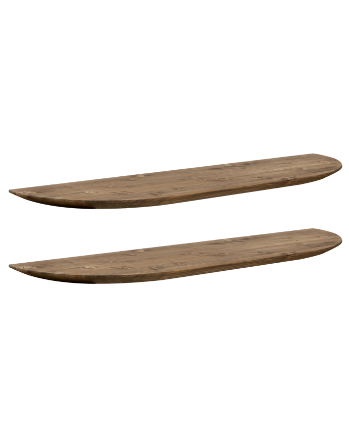 Deco Wood Pack 2 Estanterías Redondeadas De Madera Maciza Flotantes Tono Roble Oscuro 60cm