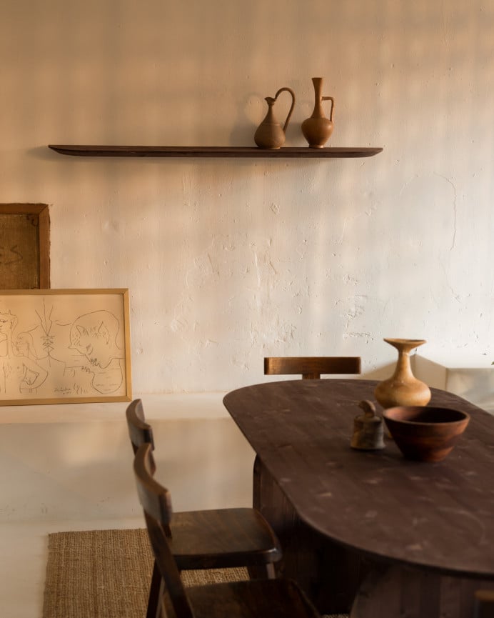 Deco Wood Pack 2 Estanterías Redondeadas De Madera Maciza Flotantes Tono Nogal 60cm